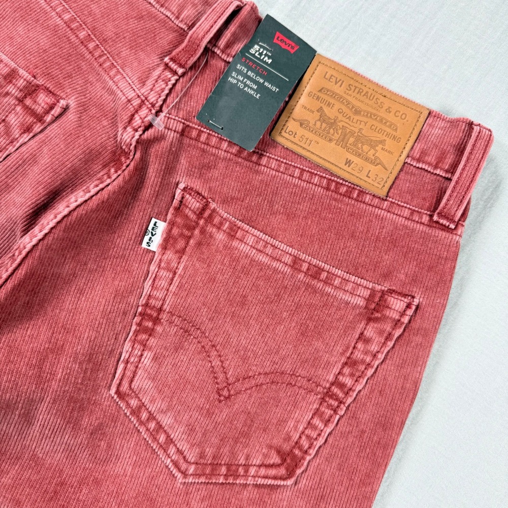 Levis Premium 511 Slim Stretch Corduroy Pants Dusty Rose Pink 29x32 04511-3476